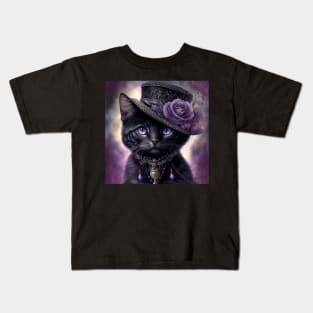 Dark Glamorous Black British Shorthair Kids T-Shirt